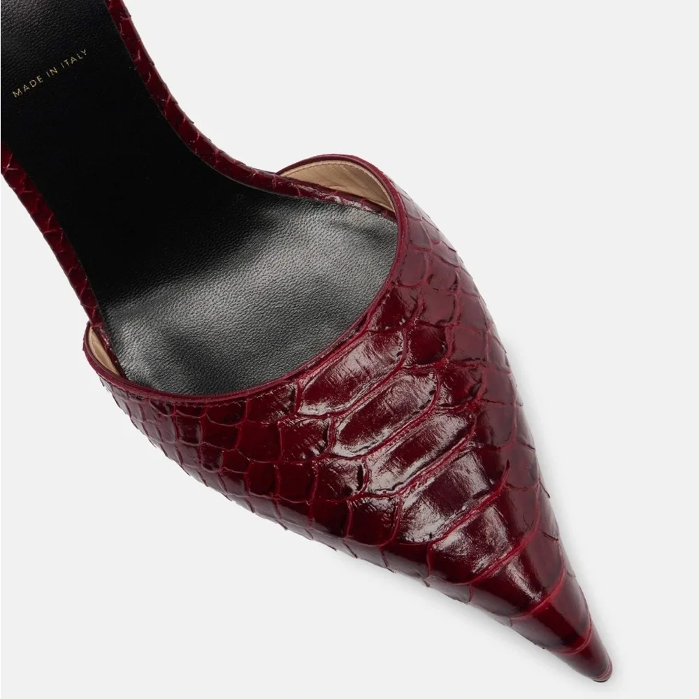 Tom Ford burgundy python calfskin pointed-toe pumps with 90mm tortoise stiletto - Picture 4 of 4